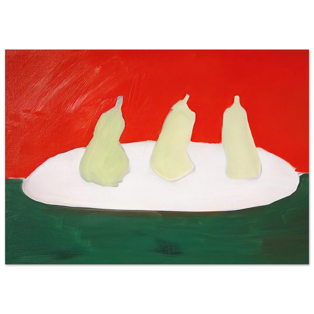 Nature morte, poires, fond vert et orange - Art Informel Poster | Nicolas de Stael Poster | Nicolas De Stael Shop