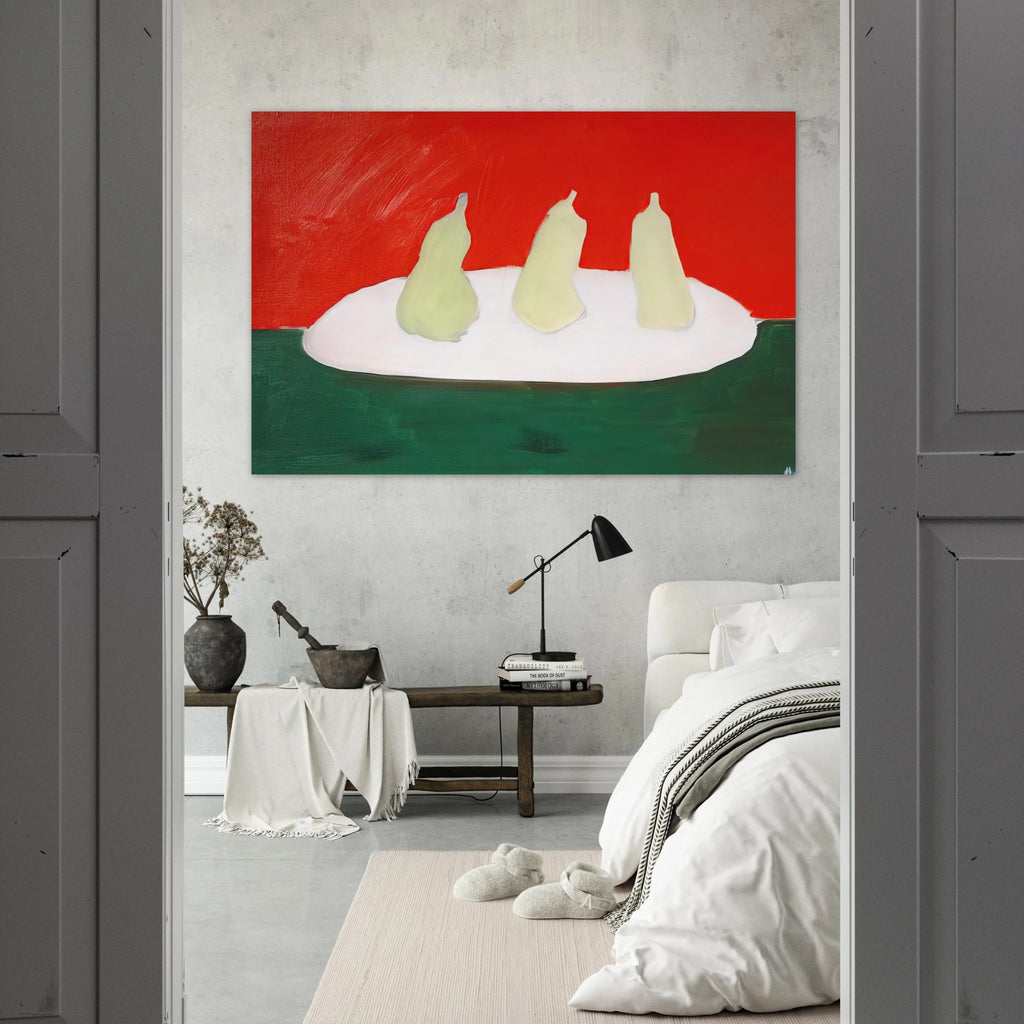 Nature morte, poires, fond vert et orange - Art Informel Poster | Nicolas de Stael Poster | Nicolas De Stael Shop