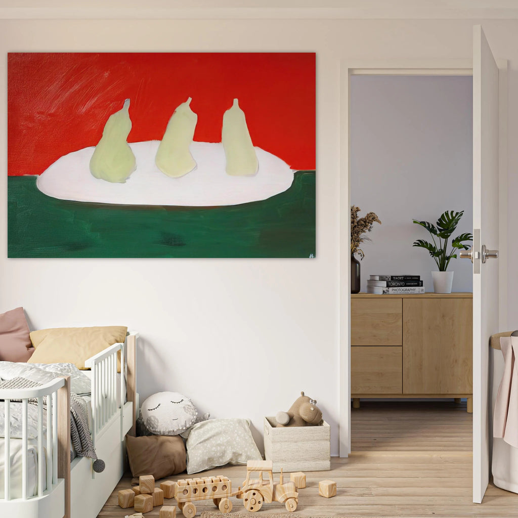 Nature morte, poires, fond vert et orange - Art Informel Poster | Nicolas de Stael Poster | Nicolas De Stael Shop
