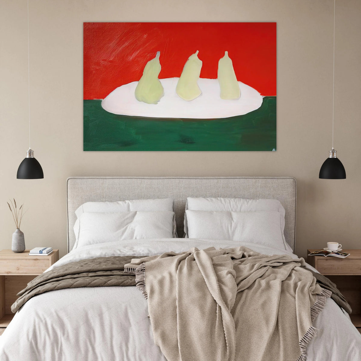 Nature morte, poires, fond vert et orange - Art Informel Poster | Nicolas de Stael Poster | Nicolas De Stael Shop