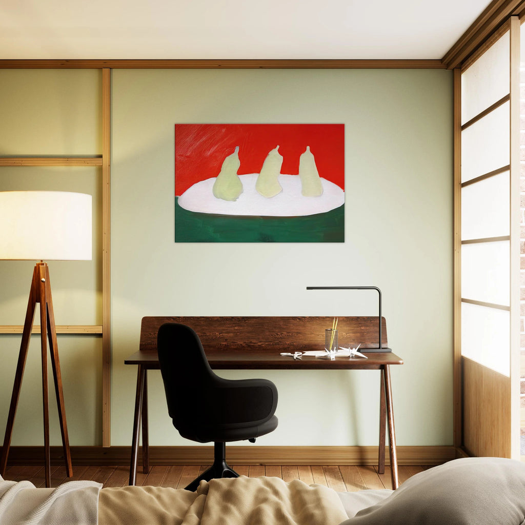 Nature morte, poires, fond vert et orange - Art Informel Canvas | Nicolas de Stael Canvas | Nicolas De Stael Shop
