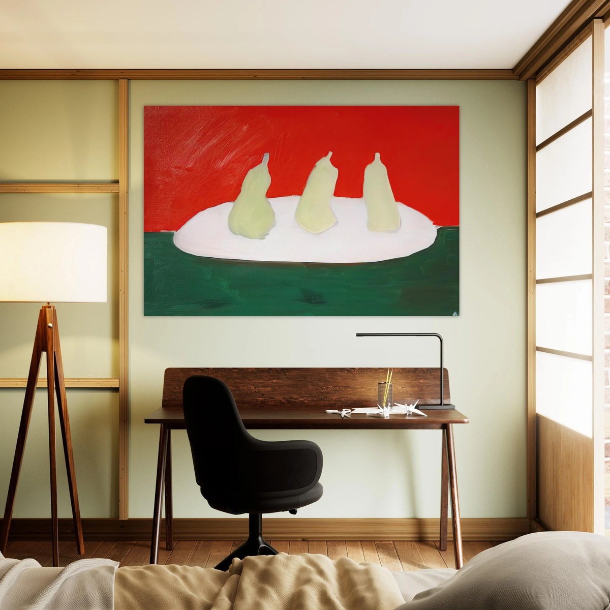 Nature morte, poires, fond vert et orange - Art Informel Poster | Nicolas de Stael Poster | Nicolas De Stael Shop