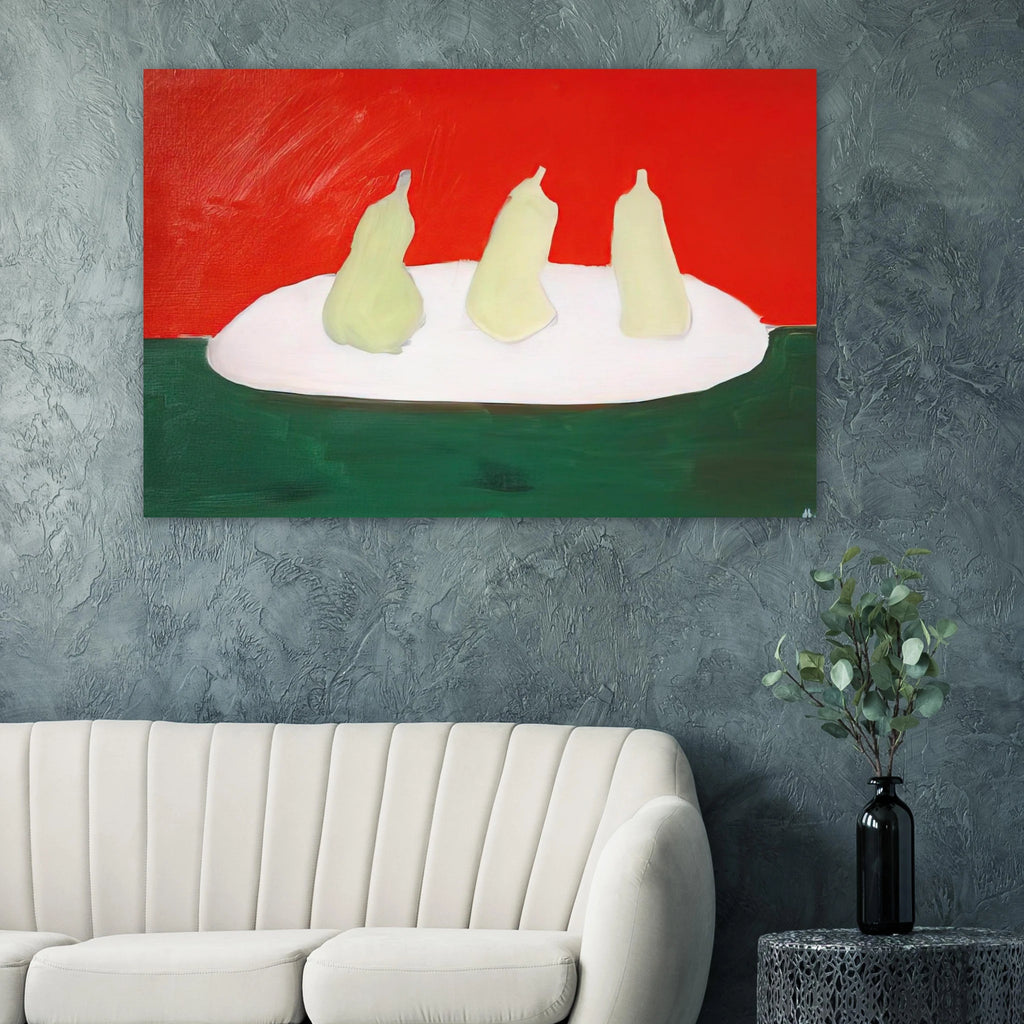 Nature morte, poires, fond vert et orange - Art Informel Poster | Nicolas de Stael Poster | Nicolas De Stael Shop