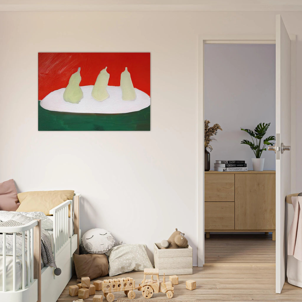 Nature morte, poires, fond vert et orange - Art Informel Canvas | Nicolas de Stael Canvas | Nicolas De Stael Shop