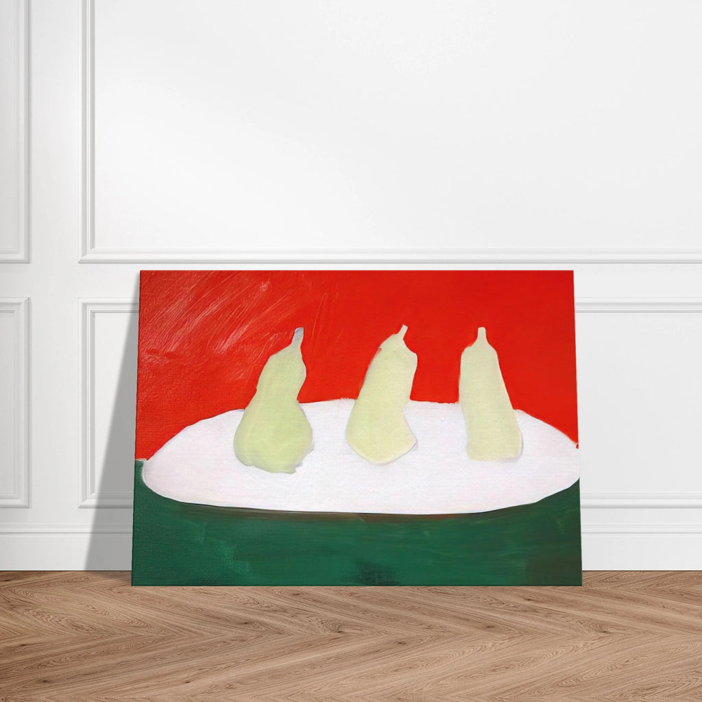 Nature morte, poires, fond vert et orange - Art Informel Canvas | Nicolas de Stael Canvas | Nicolas De Stael Shop